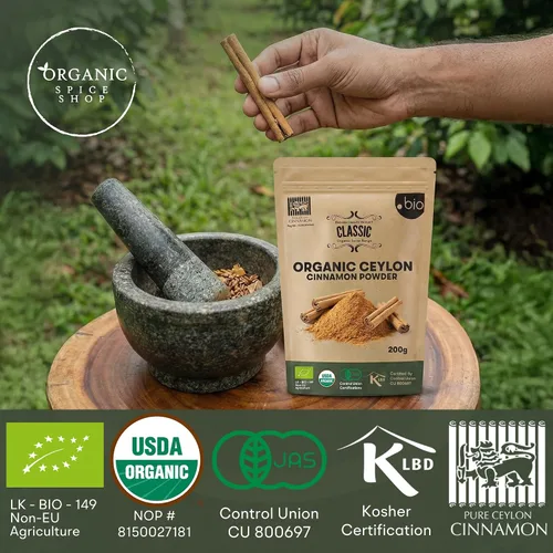 Vista 5 de Canela en polvo orgánica de Ceilán Certificado USDA Orgánico y Kosher Canela de Ceilán en polvo orgánica de Sri Lanka Canela orgánica Ceilán