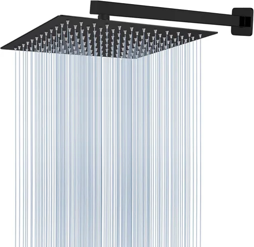 Vista 11 de Voolan Cabezal de ducha totalmente de metal con brazo de extensión, cabezales de ducha de lluvia tipo cascada de acero inoxidable, cabezal de ducha