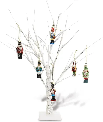 Vista 3 de Lillian Vernon Árbol de Pascua con luz de abedul blanco – Árbol de Navidad de mesa LED de 15 pulgadas, luces y temporizador, mini adorno para centro