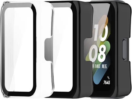 Vista 10 de Funda compatible con Huawei Watch Fit Mini protector de pantalla, carcasa completa de policarbonato duro, parachoques de vidrio templado, carcasa 6