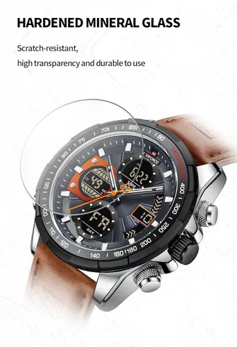 Vista 4 de NAVIFORCE Relojes digitales militares para hombre reloj analógico de cuarzo impermeable reloj deportivo multifuncional de cuero