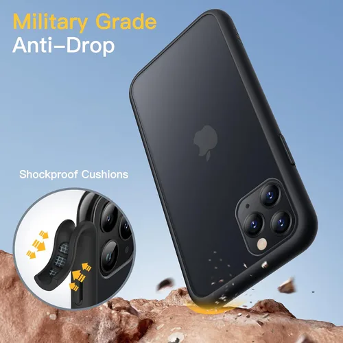 Vista 3 de JETech Funda mate para iPhone 11 Pro Max de 6.5 pulgadas, a prueba de golpes, protección contra caídas de grado militar, cubierta trasera Negro