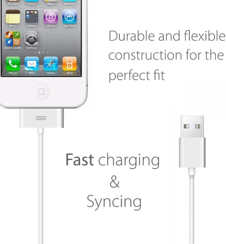 Vista 2 de Belcompany Cable de carga de 30 pines a USB para iPhone 4S, Apple MFi certificado USB Sync Data y cable de carga para iPhone 4/4s iPhone 3G/3Gs iPad