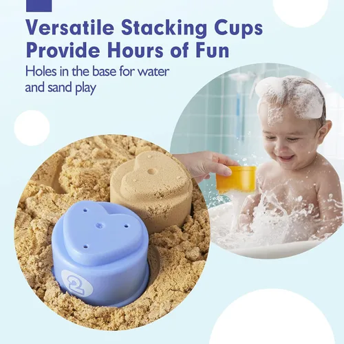 Vista 6 de hahaland Juguetes apilables para niños pequeños de 1 a 3 años – Vasos apilables – Juguete para niños de 1 a 2 años de edad Juguetes Montessori