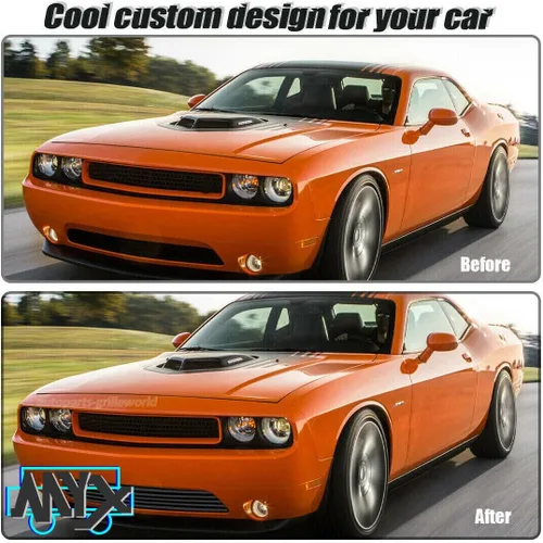 Vista 7 de Rejilla delantera inferior compatible con Dodge Challenger 2011, 2012, 13, 2014, cubierta de parrilla negra Buille