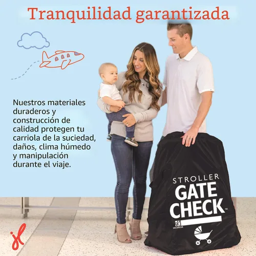 Vista 5 de J.L. Childress - Bolsa de viaje para cochecitos individuales y dobles, color negro AirTag compatible Gate Check Bag keeps strollers clean