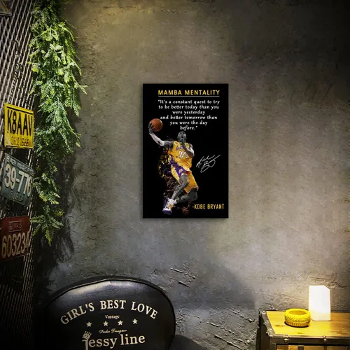 Vista 5 de Kobe Bryant - Póster inspirador para pared, lienzo con cita de mentalidad de Mamba, arte de pared, diseño deportivo de jugador de baloncesto