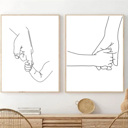 Vista 9 de PUYIQARE Dibujo de línea pareja abrazo a mano lienzo arte de pared, impresión minimalista de lienzo de dibujo de líneas, arte de pareja en blanco