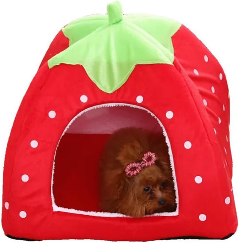 Vista 10 de Mipcase Elegante cama de fresa para mascotas, casa para gatos, compacta, fácil de mascotas, cama para dormir