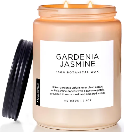 Vista 14 de M&SENSE Vela de crema naranja para renovación del hogar y aroma primaveral, vela de cera de soja de 19.4 onzas con 110 horas de tiempo
