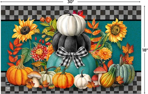 Vista 3 de Briarwood Lane Felpudo de calabaza colorida