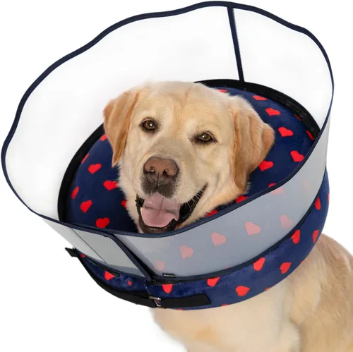 Vista 12 de Collar inflable para perro con forma de cono de perro con forma de dona de cuello suave mejorada antilamer para perros y gatos, collar de cono