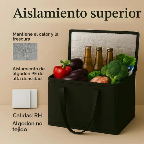 Vista 7 de musbus - Paquete de 2 bolsas aislantes reutilizables para comestibles, bolsa enfriadora plegable para comestibles, bolsa aislante grande resistente