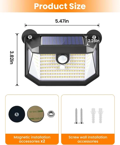 Vista 9 de LUHLEE 178LED Luces solares magnéticas para exteriores, luces solares RV