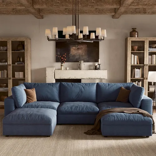 Vista 17 de Sofá modular Cloud de 110 pulgadas con funda lavable, sofá modular de asiento profundo para sala de estar, sofá modular de gran tamaño con almohada
