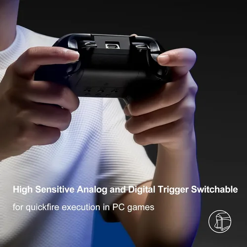 Vista 6 de BINBOKPLAY Switch Pro Controller, Game Controller for PC/Switch2/Switch, 7 Color LED Hall Effect Controller with Microswitch Buttons, PC Controller