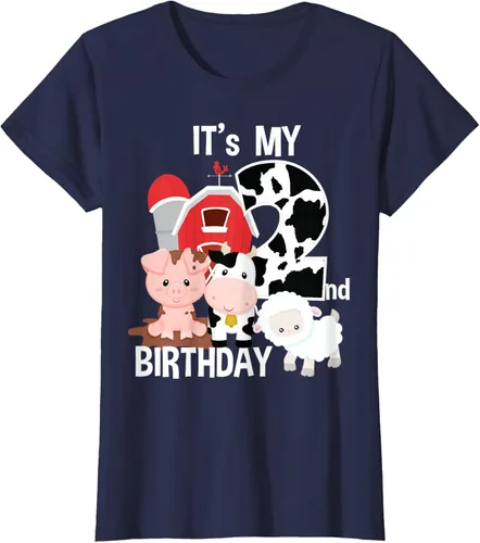 Vista 29 de Camiseta para fiesta de 2 años con texto en inglés "It's My 2nd Birthday", Negro