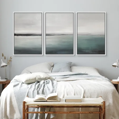 Vista 462 de wall26 Lienzo enmarcado para pared, juego de arte de acuarela pastel, paisaje rural, ilustraciones con formas abstractas, arte moderno, decorativo