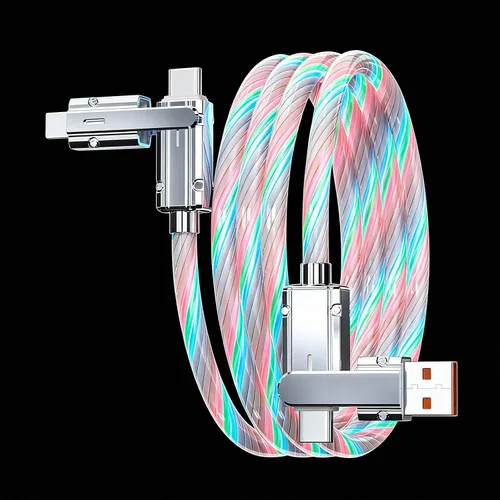 Vista 8 de Cable USB PD cargador rápido iluminado (USB 4 en 1 azul), soporta transferencia de datos, se puede utilizar como luz nocturna, longitud del cable