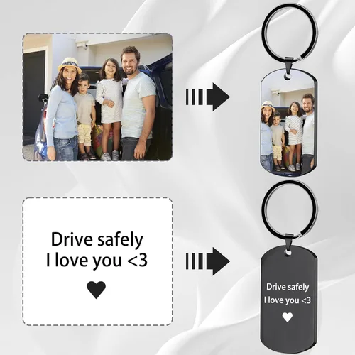 Vista 4 de Llavero personalizado con imagen, llavero personalizado con foto, texto grabado, regalo conmemorativo familiar personalizable