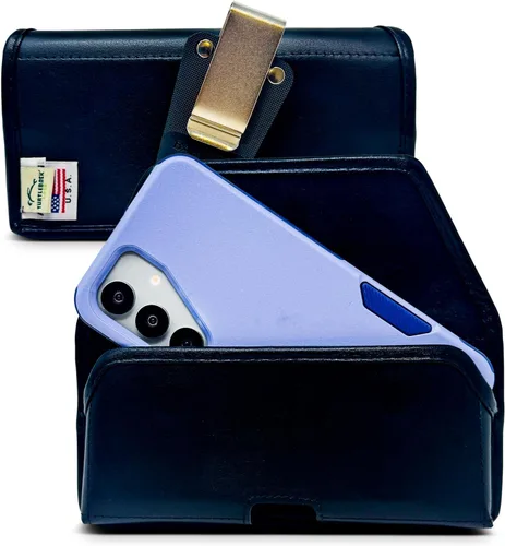 Vista 18 de Turtleback Funda diseñada para Galaxy S24 S23 S22 S21 S20 Funda de cuero negro con clip ejecutivo para cinturón, horizontal fabricada en Estados