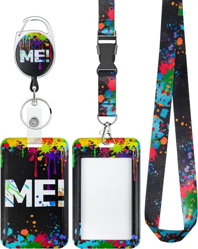 Vista 31 de Uniclife Porta credenciales deslizante floral con carrete retráctil y mosquetón con clip para cordón desmontable, protector de tarjeta vertical