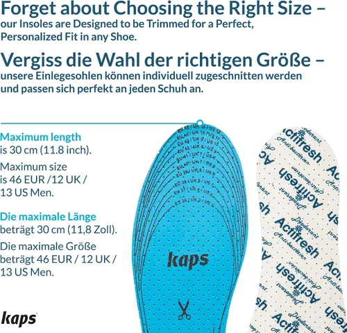 Vista 5 de Plantillas de zapatos con control de olores para hombres y mujeres – Kaps Actifresh - Insertos finos higiénicos para zapatos con tecnología Swiss