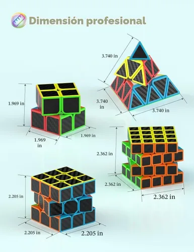 Vista 2 de ROXENDA Speed Cube Set - Paquete de cubo mágico de fibra de carbono