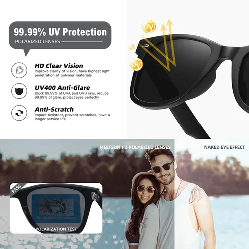 Vista 25 de MEETSUN Polarized Sunglasses for Women Men Classic Retro Square Frame Driving Sun Glasses UV Protection