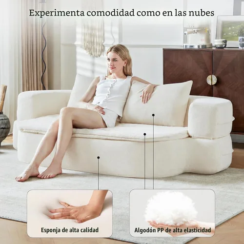 Vista 10 de Colchón plegable de espuma convertible de 79 pulgadas, sofá futón Beige
