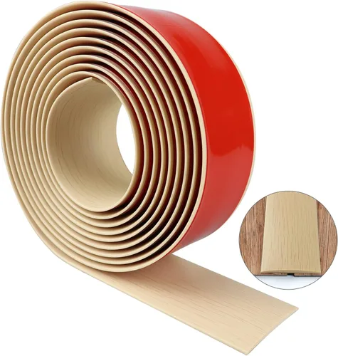 Vista 13 de Tira de transición de suelo de 1.57 pulgadas, tira de transición de vinilo plano autoadhesiva con respaldo fuerte, grano de madera de 1.6 in, 3.28