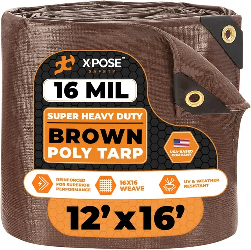 Vista 24 de Xpose Safety - Lona protectora de polietileno de 4 x 20 pies, 16 mil o 0.4mm de grosor, resistente y reforzada para evitar desgarros, resistente a