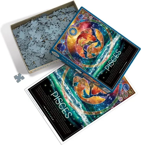 Vista 3 de Cobble Hill - Rompecabezas del zodiaco de 500 piezas, Piscis, póster de muestra incluido