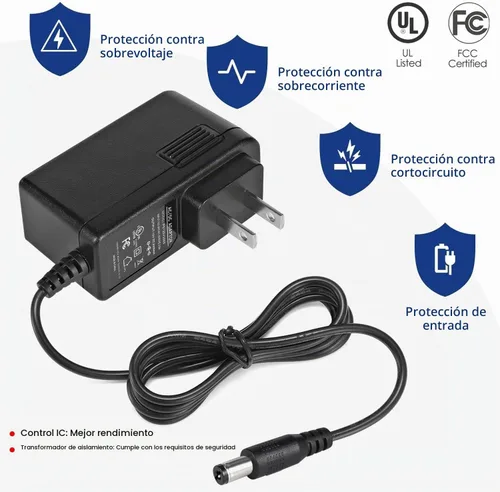Vista 3 de Adaptador CA/CC de 12 V 2 A con certificación UL, fuente de alimentación de 12 voltios 2 amperios 24 W con 10 puntas para tiras de luces LED