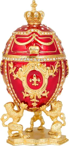 Vista 7 de QIFU Pintado a mano rosa grande Faberge huevo estilo esmalte baratija caja con bisagras, regalo único para la familia (QF2049)