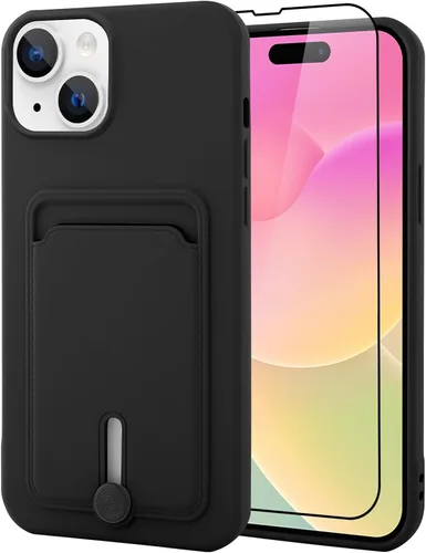 Vista 62 de MZELQ Cartera de TPU Compatible con Funda iPhone 12, Portarjetas Protección de Cámara Cubierta + Protector de Pantalla, Ranura Empujable para Niñas