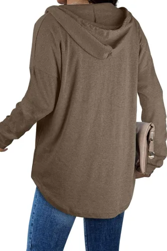Vista 3 de Bofell Sudaderas de moda para mujer, sudaderas de gran tamaño, camisas largas de ajuste holgado