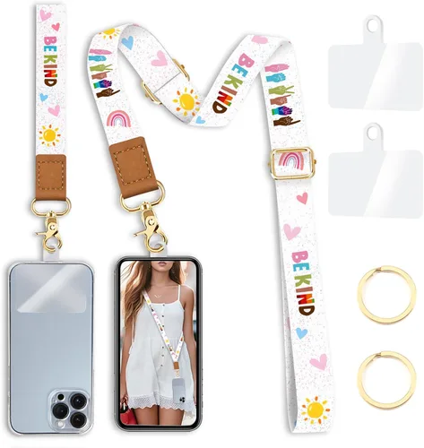 Vista 22 de Yonlevres Cordón para Teléfono con Correa de Muñeca Cruzada, Cordón para Teléfono Celular Be Kind para Alrededor del Cuello, Correa Ajustable