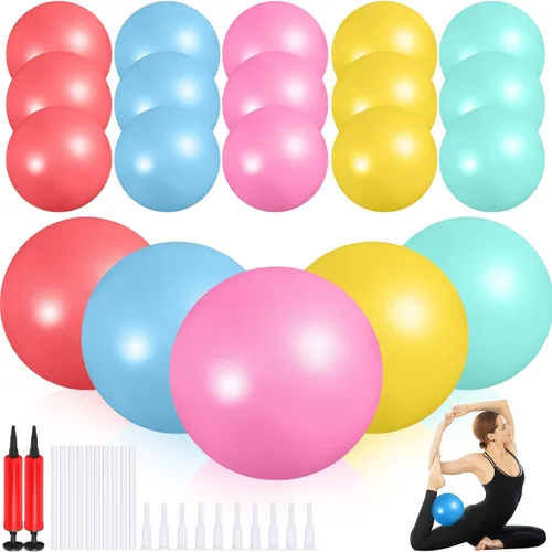 Vista 10 de Sotiff 20 pelotas pequeñas de ejercicio de pilates de 9 pulgadas, mini pelotas de barra de yoga para estabilidad, fitness, terapia física