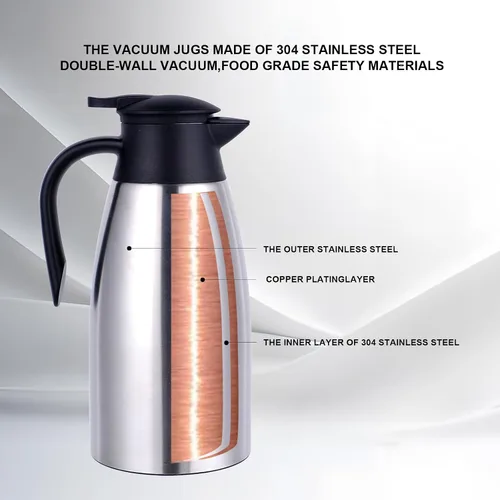 Vista 3 de Jarra térmica de café de 71 onzas con forro de acero inoxidable, jarras de café para mantener el calor, urna de café aislada al vacío de doble pared