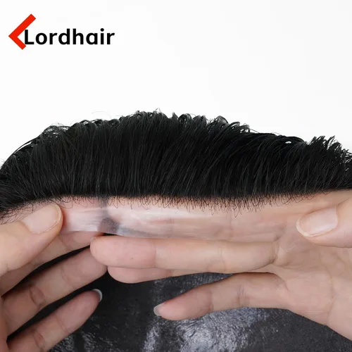 Vista 4 de Lordhair Toupee para hombres con cabello humano 100% europeo 8x10 pulgadas para hombres 0.001 in sistema de cabello de piel ultra fina para todos