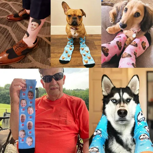 Vista 6 de D-Story Calcetines personalizados con foto fabricados en Estados Unidos, calcetines personalizados con imagen, regalo del día del padre