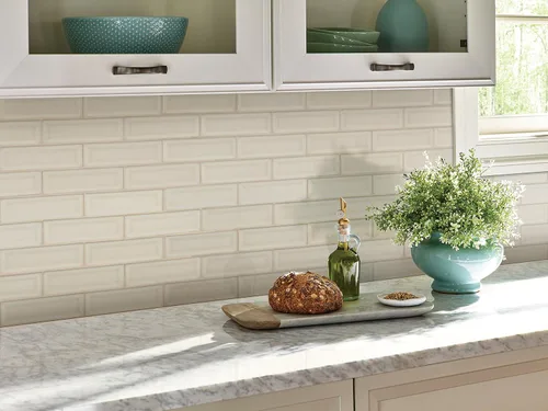 Vista 5 de MSI Azulejo de mosaico montado en malla de ladrillo de cerámica biselado blanco antiguo para salpicaduras de cocina, pared de baño, pared de acento