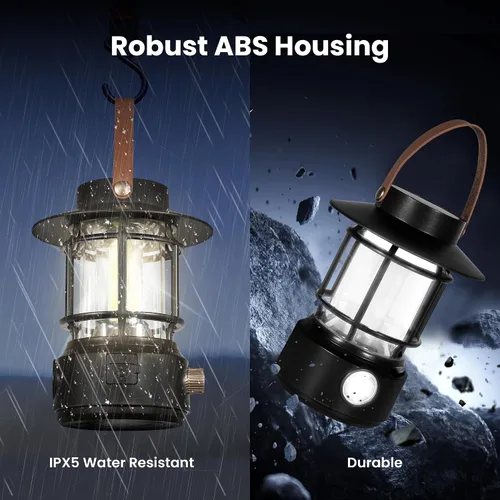 Vista 6 de Paquete de 2 faroles LED para campamento, 1000 lúmenes, linterna solar recargable con linternas laterales para emergencias, IPX5, impermeables