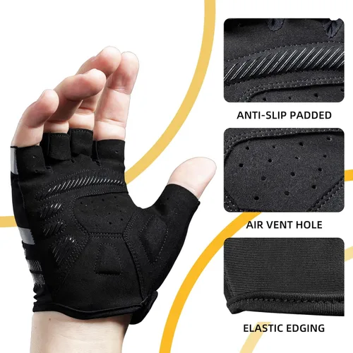 Vista 4 de ROCKBROS - Guantes de ciclismo de montaña para hombre, guantes de ciclismo con pantalla táctil, antideslizantes, MTB, guantes de ciclismo