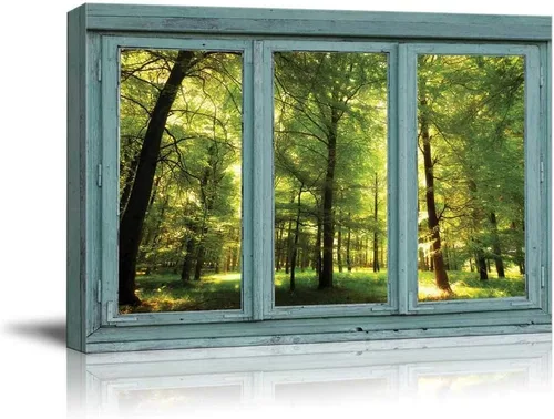 Vista 8 de Cuadro decorativo con diseño de ventana moderna blanca con vista, de la marca Wall26®
