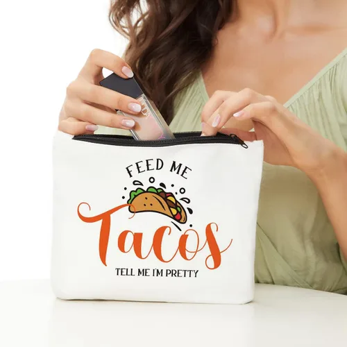 Vista 2 de JIUWEIHU Feed Me Tacos Tell Me I'm Pretty - Divertido regalo de comida mexicana para amantes de los tacos, mujeres, niñas, adolescentes y novios