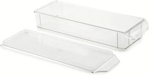 Vista 3 de Core Kitchen Contenedor organizador para refrigerador y congelador con tapa extraíble, 11.81 pulgadas de largo x 3.54 pulgadas de ancho x 11.81