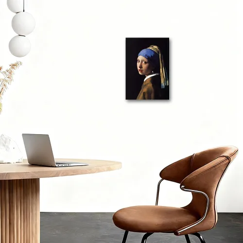 Vista 5 de YRYWAWA Jan Vermeer - Pendiente de pared con diseño de niña con perlas, pinturas al óleo famosas, pinturas clásicas para cocina, dormitorio, hogar