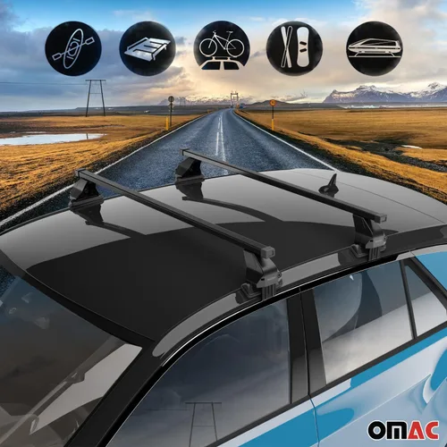 Vista 3 de OMAC Juego de barras transversales de portaequipajes para Jeep Cherokee 2014-2023 negro/barras transversales de techo de automóvil, 110 libras